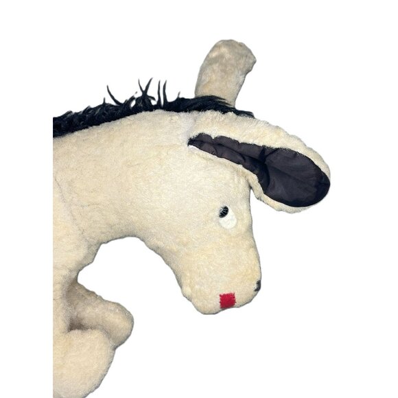 Vintage Plush Donkey Stuffed Animal Toy Beige & Black Button Tail - Picture 8 of 11